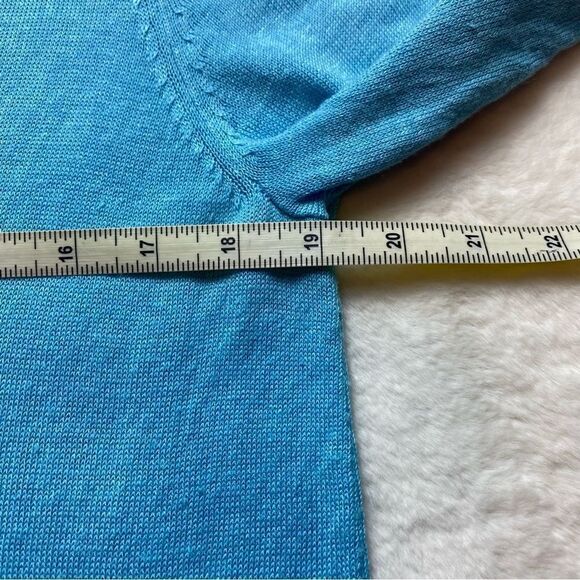 J. Jill Robin Egg Blue Linen Blend 3/4 Sleeve Cardigan Sweater Size Medium - Picture 10 of 12